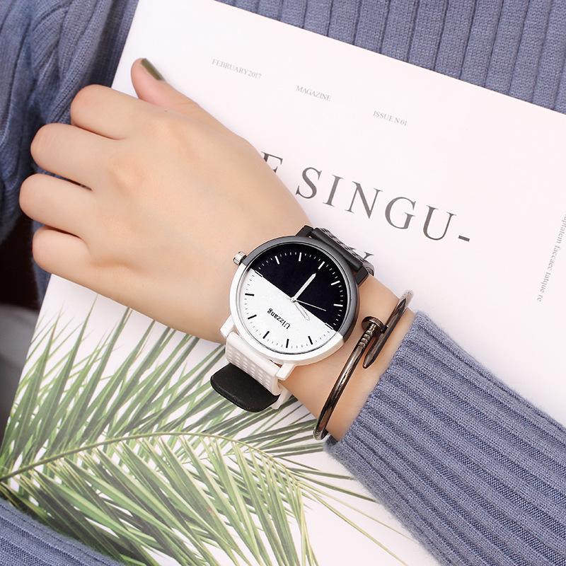 Korean Style Men's & Women's Trendy Couple Watches - Black & White, Retro, Casual, Big Dial, Quartz for Students