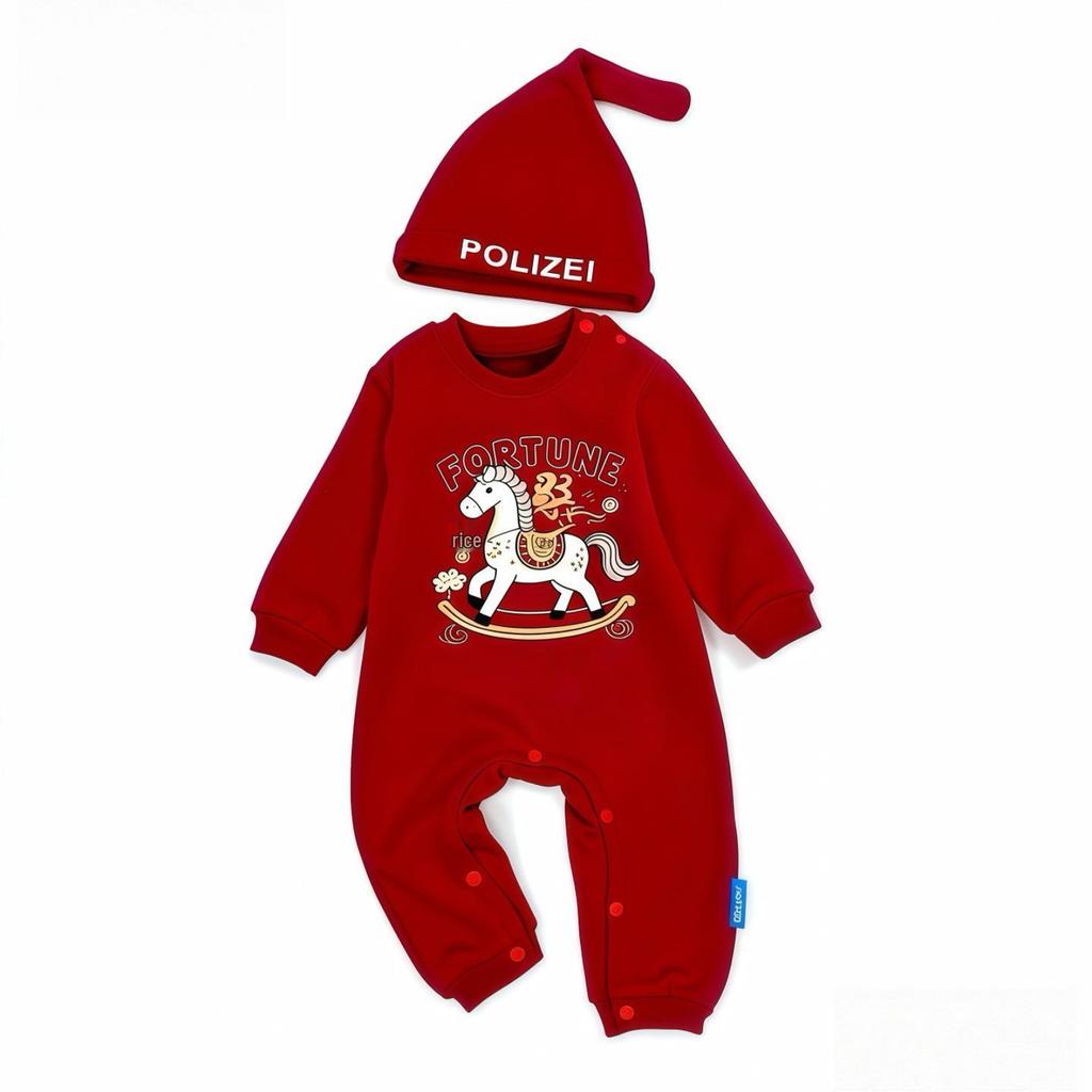 New Arrival: Year of the Horse Family Matching Outfits - Red Autumn/Winter Collection for Mother-Daughter, Mother-Son, and Baby Rompers
