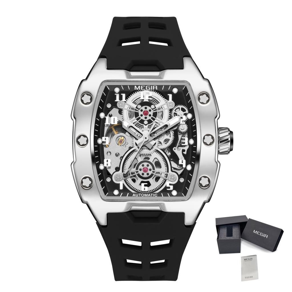 MEGIR Marke Mode Mechanische Uhr für Herren Sport Hohl Ausgeschnitten Automatische Armbanduhr Leuchtend Wasserdicht Uhr Reloj Hombre 8602