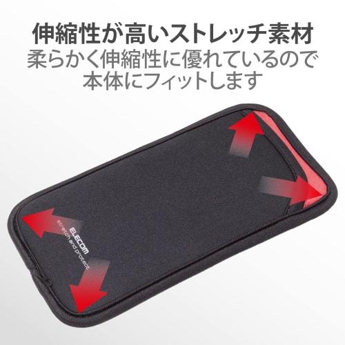 ELECOM Smartphone Pouch, Storage for 1 Device, L Size, Slip-in Type, Back Pocket Included, Black [Verified Compatibility with iPhone 16 Series] P-05SN