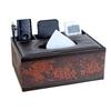 Artificial Leather Multi-functional Tissue Box Anti-moisture 4 Grid Tissue Storage Box Rectangular Tissue Paper Dispenser