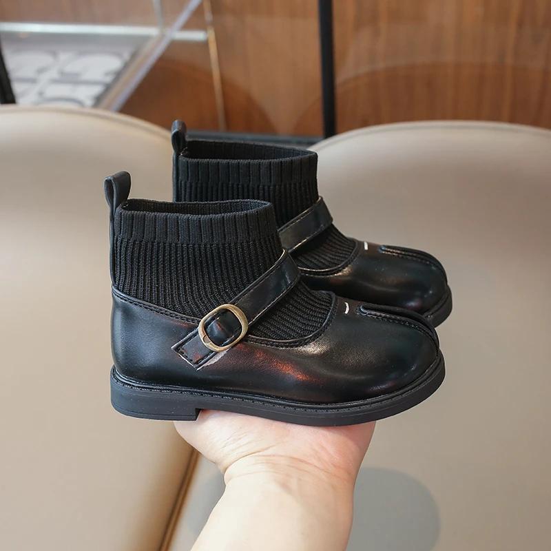 2024 New Girls Flat Heel Low with Foot Covering Non Slip Soft Bottom Winter Microfiber Leather Casual Boots  Boys Shoes