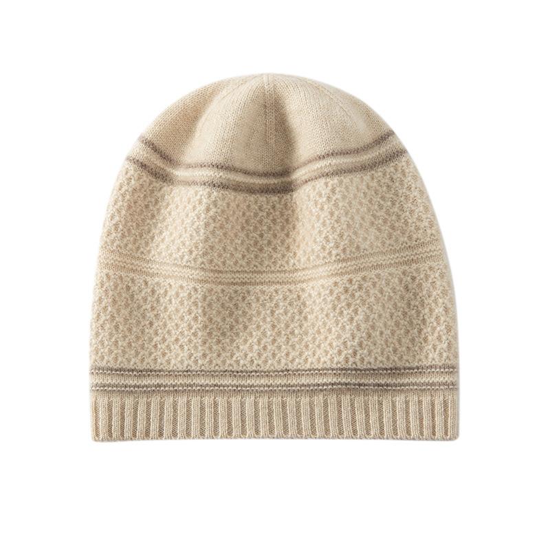 Autumn and Winter Soft Waxy Cashmere Hat Women's Casual Thickened Warm Knitted Foreign Style Bag Head Warm Hat Cold Hat Men