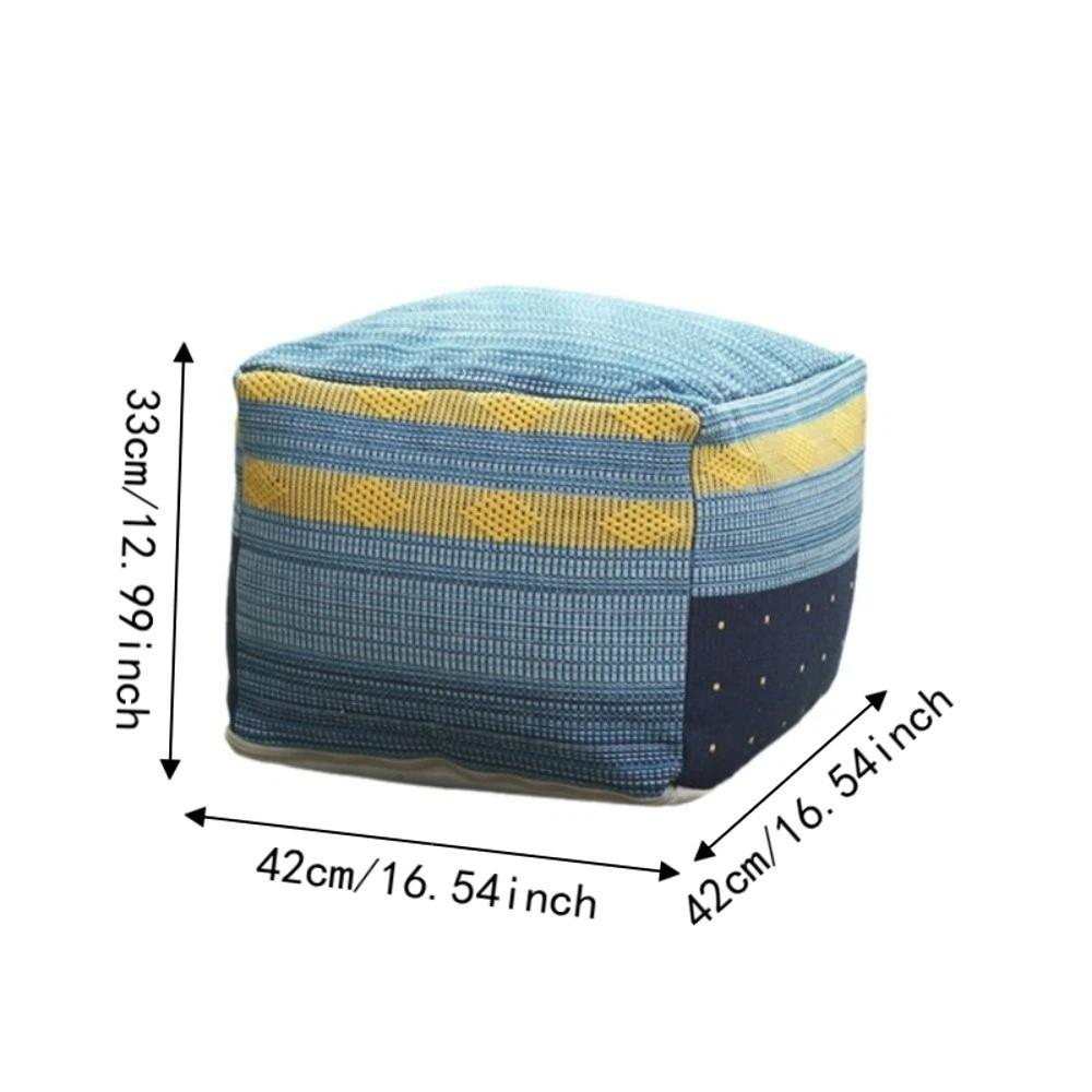 Thick Footstool Cover Unstuffed Color-Woven Jacquard Pouf Ottoman Large Capacity Nordic Futon Cushion Cover Living Room