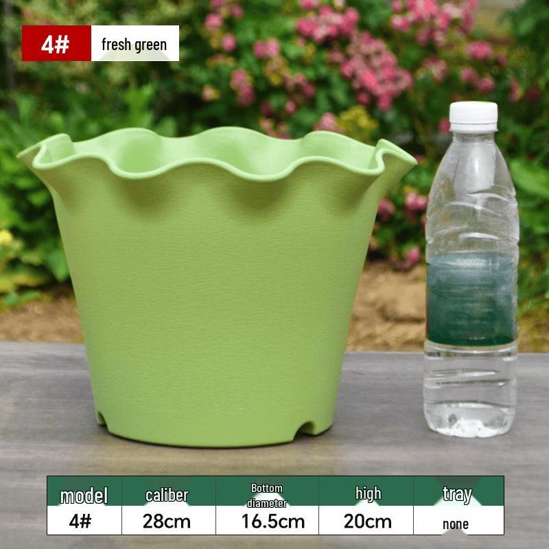 Yingtang Wavy Edge Resin Flower Pot with Tray Set