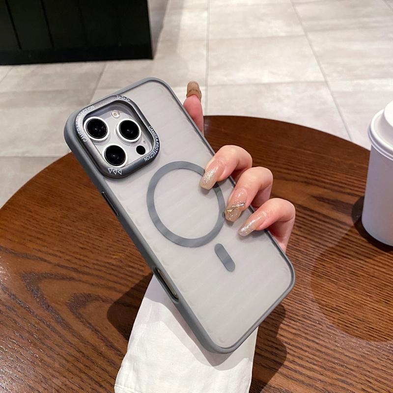 

Модный прозрачный чехол Magsafe с фиолетовой полоской для iPhone 16 14 15 Plus 11 12 13 15 pro max с беспроводной зарядкой, магнитный матовый чехол For iPhone 13