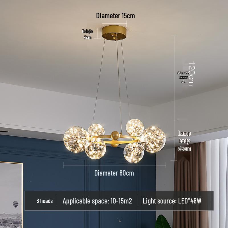 Nordic Starry Sky Modern Chandelier: Magic Bean Bubble Light for Living Room and Bedroom