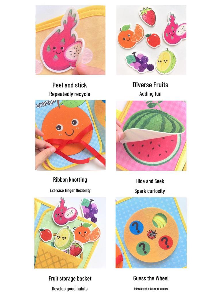 Montessori Baby Quiet Cloth Book: Tearable, Velcro, Calming Early Education Toy for Infants & Toddlers