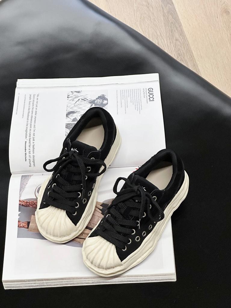 Niche design shell head dissolving shoes heightening platform versatile canvas shoes summer couple senior sense casual board shoes