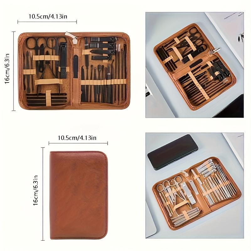 32pcs Set Luxury Nail Care Set in Black And Brown Including Ingrown Nail Clippers Manicure Tool Set, Covering Blackhead Remove