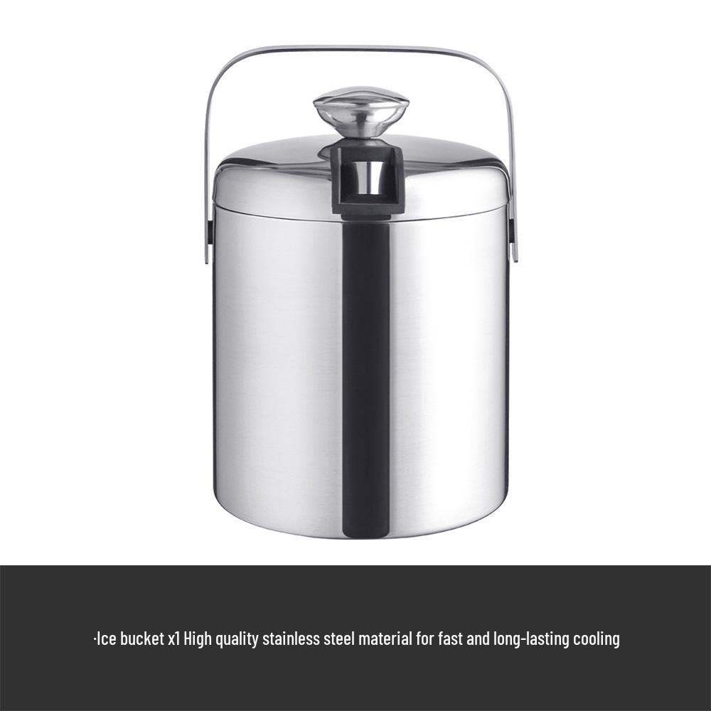 European Stainless Steel Double Layer Insulated Ice Bucket with Lid - Ideal for Wine, Cocktails, and Champagne