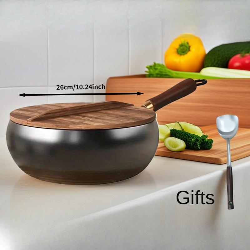 Zhangqiu Traditional Handmade Large Belly Iron Wok, Forged Coating Non-stick Pan, Hand-beaten Stir-fry Pan, Milk Pot, Cooking