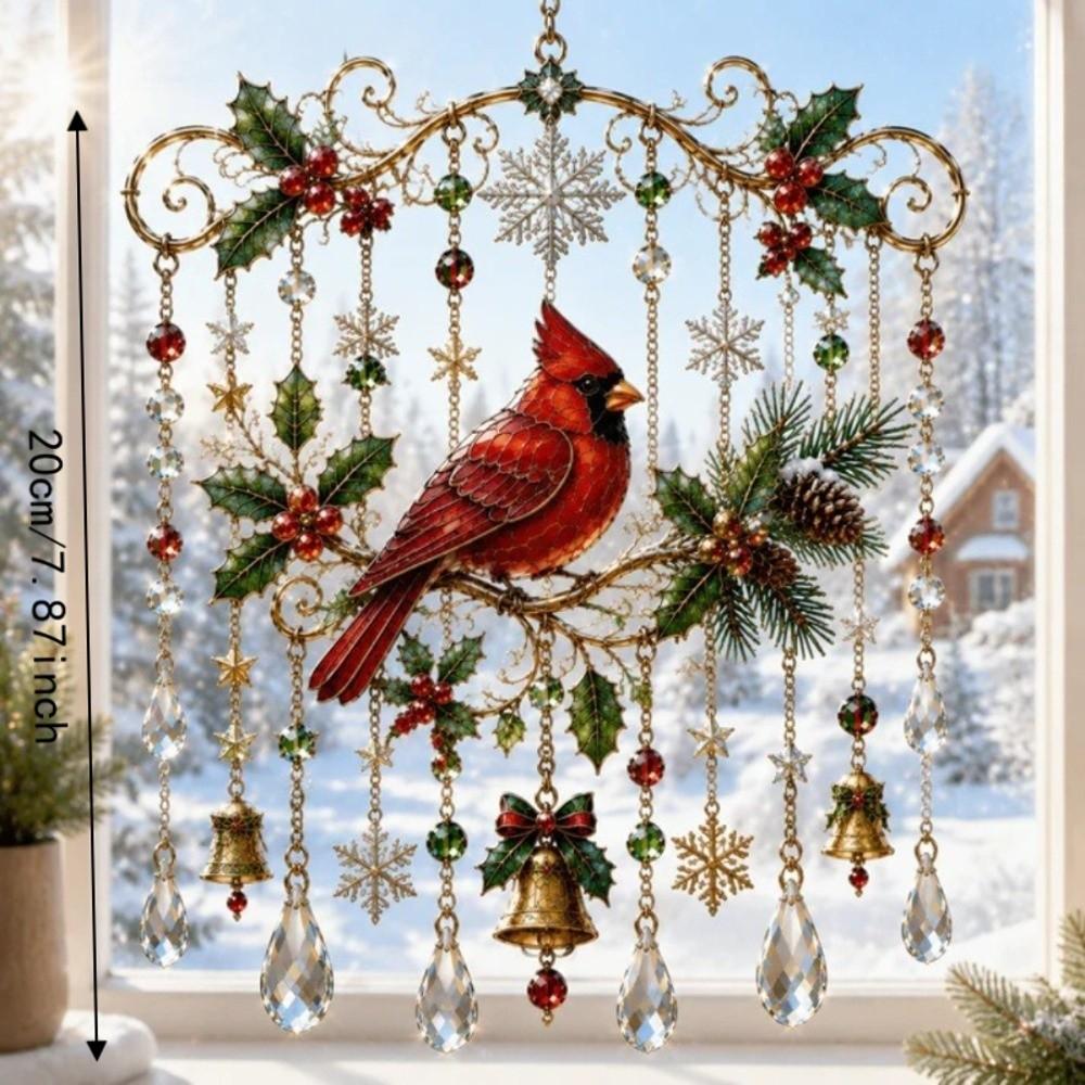 Clopoțel de vânt de Crăciun din acril Ren Om de zăpadă Pasăre Ornamente de agățat de Crăciun Moș Crăciun Decorațiune pentru casă Pandantiv din cristal pictat