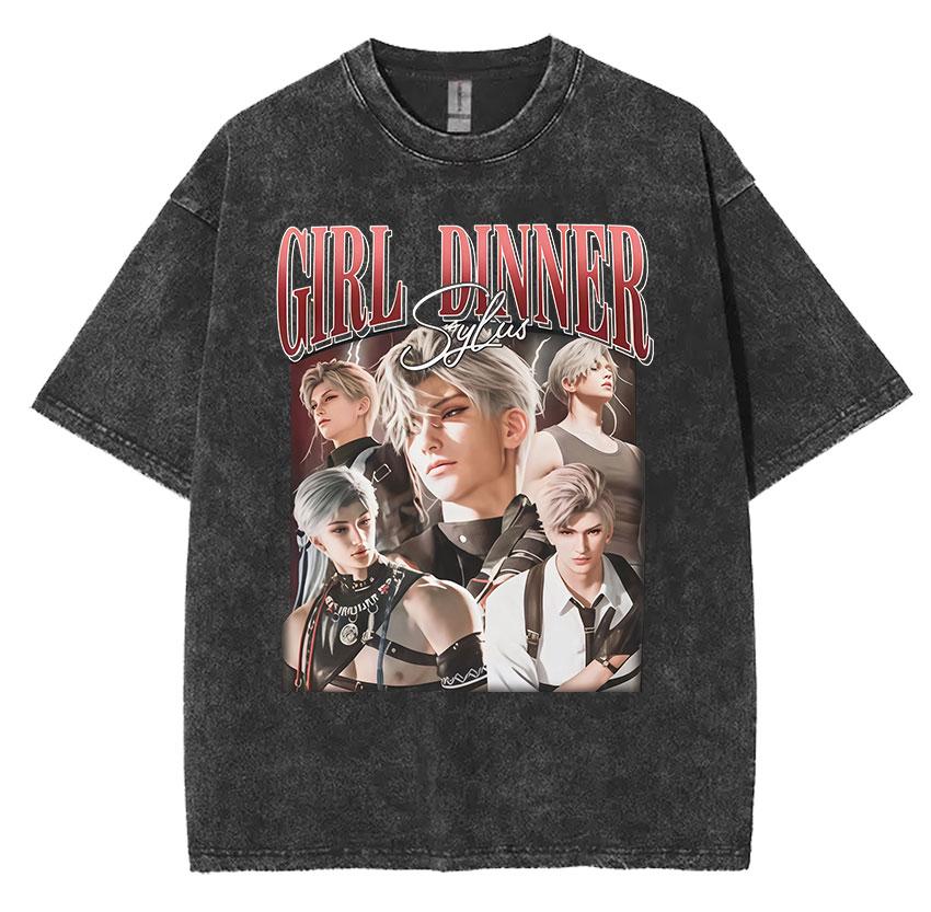 Funny Girl Dinner Caleb Graphic Tee Shirt Love and Deepspace Novelty Cotton T Shirts Fashion High Quality Vintage Washed T-Shirt