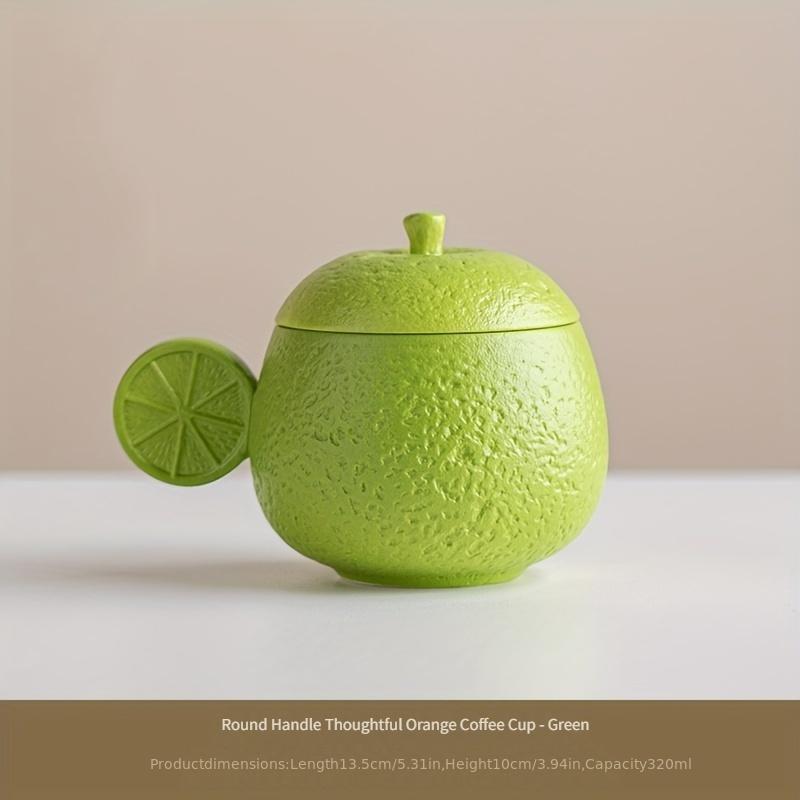 

300-400ml Ceramic Mug with Lid, Reusable Coffee Cup, Heat-Resistant, Dishwasher Safe, Oval Shape for Home, Office, or Gift Porcelain handle