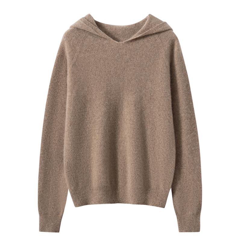 Le Kasha 2026 Women's 100% Pure Cashmere Hooded Knitwear - Casual, Loose, Versatile Style for Autumn/Winter