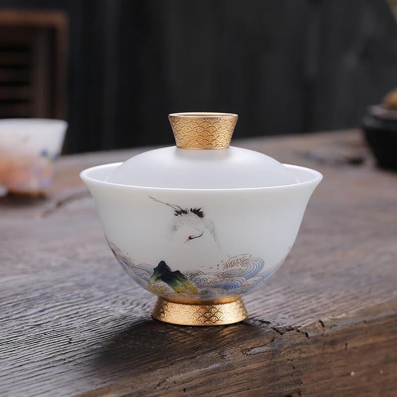 Chaxun Ceramic Enamel San Cai Gaiwan Set