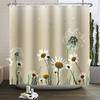 Dreamy Nature Dandelion Shower Curtain With 12 Hooks Cherry Blossom Background Flying Seed Waterproof Polyester Bathroom Curtain