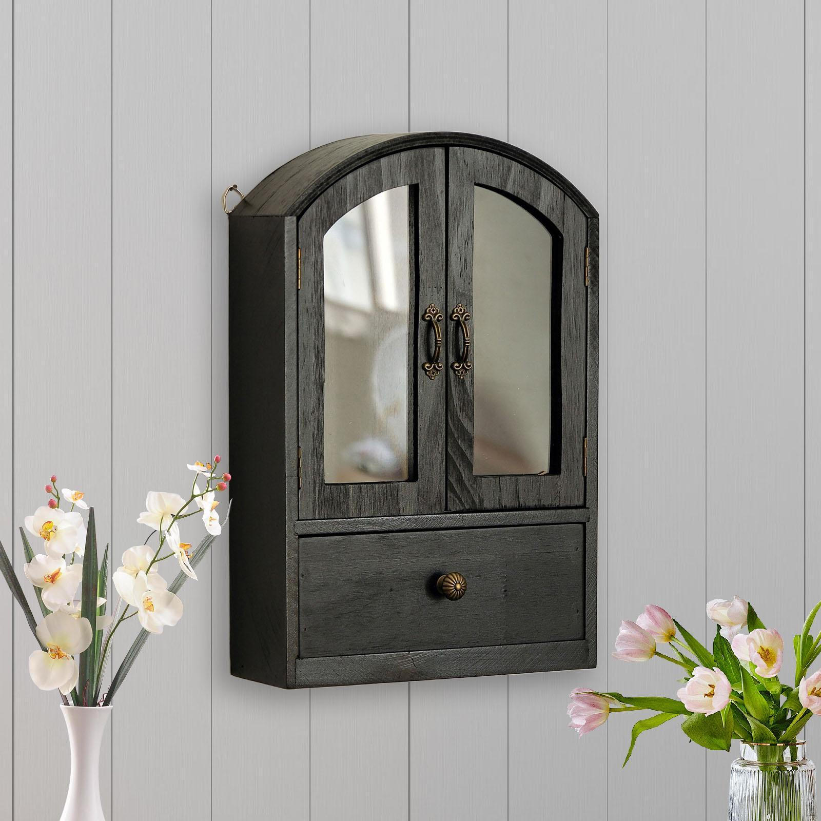 

Настольный шкаф для хранения, Органайзер для косметики, Экономия места, Деревянная полка для ухода за кожей с выдвижным ящиком чёрный