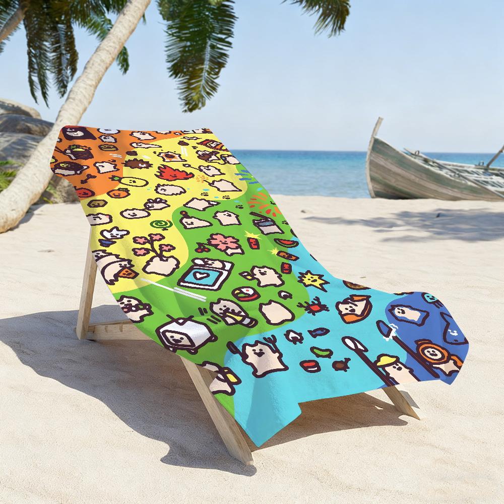 Cute E-EverydayOneCat Fashion Towel Soft Pool Gift For Travel Gym Shower Camping Quick Dry Sports Large Beach Towels