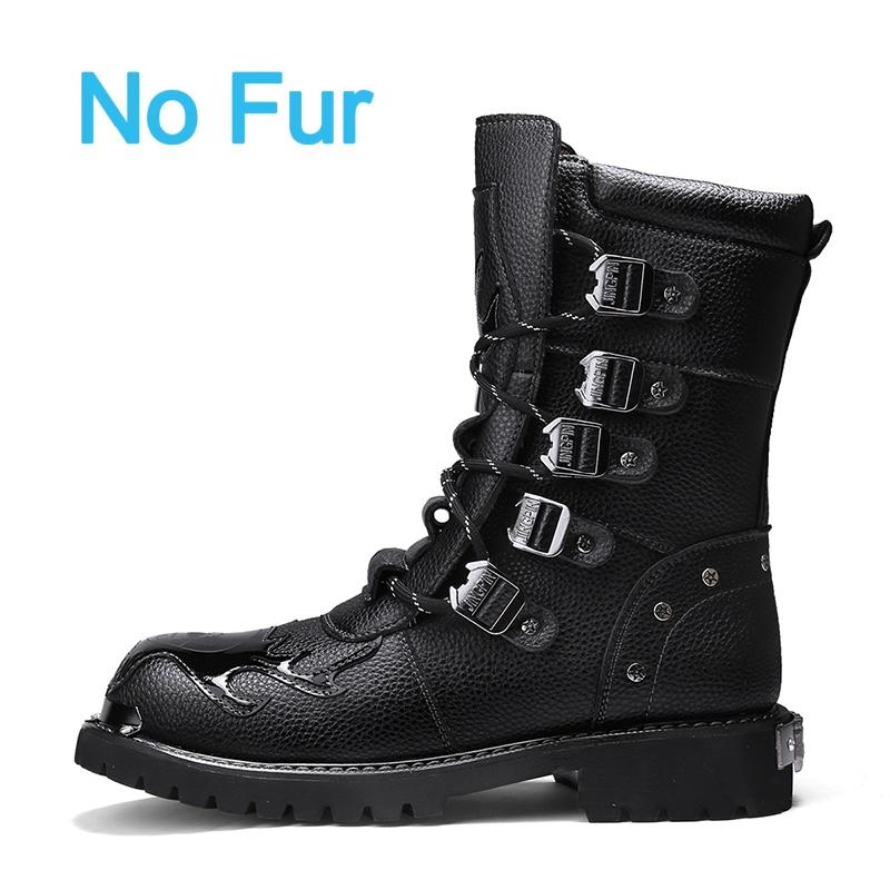 2024 Men High Top British Style Thick Bottom Motorcycle Boots Luxury Designers Casual Leather Boots Round Toe Lace-Up Punk Boots