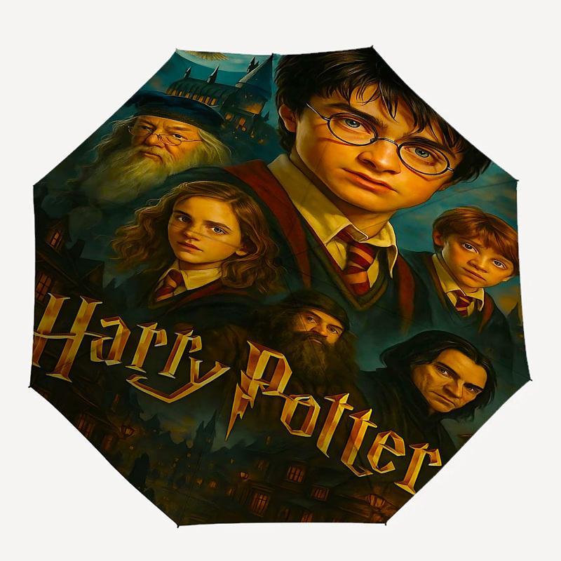 

1pc Harry Potter Automatic Folding Umbrella - Compact 8-Rib Design, Durable Plastic & Iron1498L