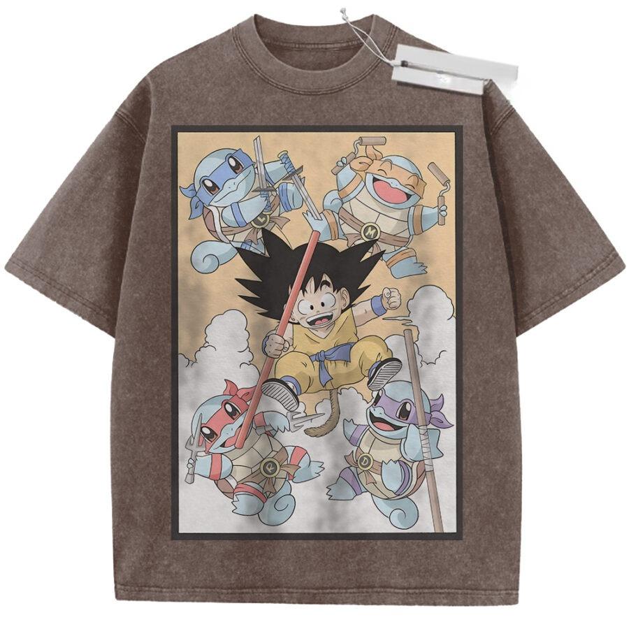 Summer Mens Black Washed T  Shirt Dragon Ball Kame Sennin Turtle Ninja High  Quality Fabric for Casual Shopping