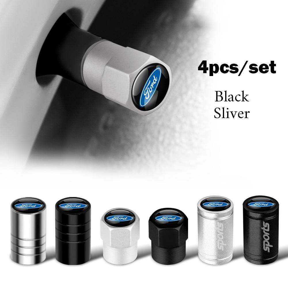 XXUI3 4pcs Car Styling Wheel Tire Valve Cap Air Stem Cover Badge Decoration For Ford Mustang ST Focus Mondeo Fiesta Kuga Accessories