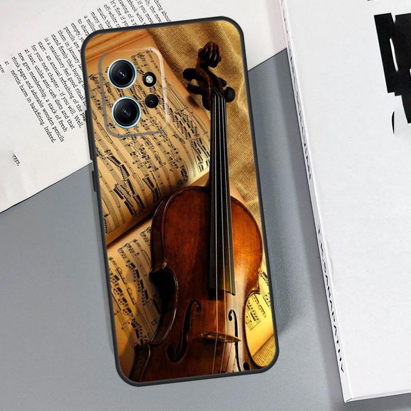 Elegant Violins Bow Sheet Music Case For Xiaomi Redmi Note 14 Pro 10 11 12 13 15 Pro Cover For Redmi 15 13C 12C 10C 14C 15C