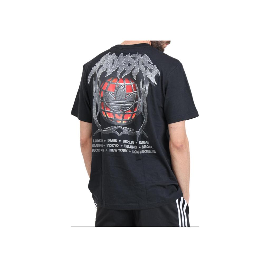 Adidas Flames Concert Loose Round Neck Printed Short Sleeve T-Shirt Men Tops Black IS0204