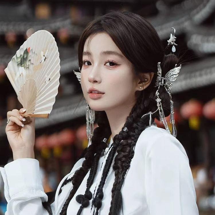 New Chinese Butterfly Tassel Grab Clip Ethnic Style Retro Back Head Disc Hair Shark Clip Hairpin Accessories Female Exquisite