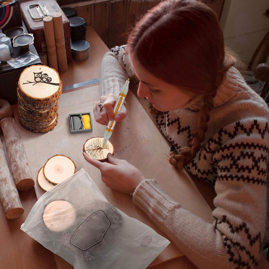 Wood Burning Pen Chemical Pyrography Marker Pen Safe Scorch Tool for DIY Projects Wood Painting Draft Pencil Dual Pen