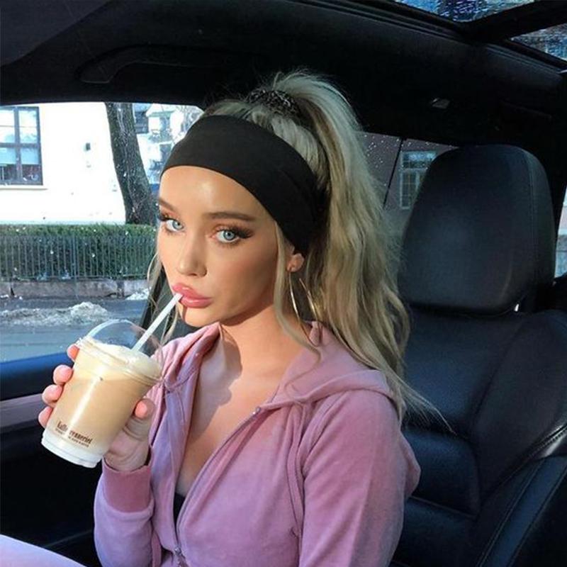 Elastic Vintage Yoga Sports Hairbands Gym Outdoor Sweat Absorbing Headwrap Hair Accessories Women Solid Color Knitting Headband