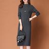 Lässiger Stil Strickpullover Damen Midilanges Kleid Lockerer Strickpullover Lässiges Einfarbiges Strickkleid