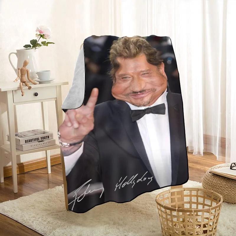 Johnny Hallyday Blanket Blankets On For The Sofa/Bed/Car Portable 3D Blanket For Kid Home Textile Fabric 10.14