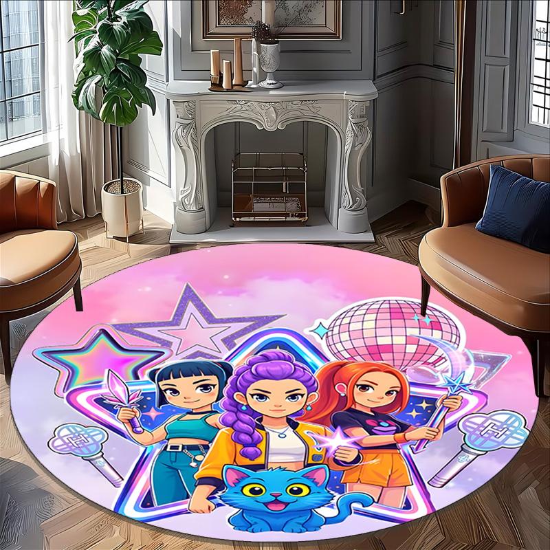 1pc Kpop Team2 Carpet, Round Rug, Comfortable, Suitable for Entryways, Living Rooms, Office, And Bedrooms, Christmas Decoration