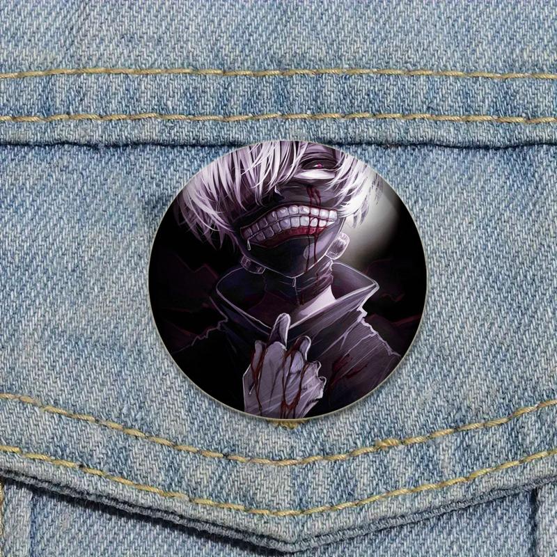 32/44/58mm Fashion Accessorie Anime Tokyo Ghoul Pin Handmade Cartoon Kaneki Ken Brooche for Backpack Cothes Collection Badge Hat Decoration