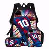 3-Piece 10 Soccer Star Pattern Backpack Set – Large-Capacity Casual Backpack with Matching Clutch & Tote Bag, Perfect for Daily