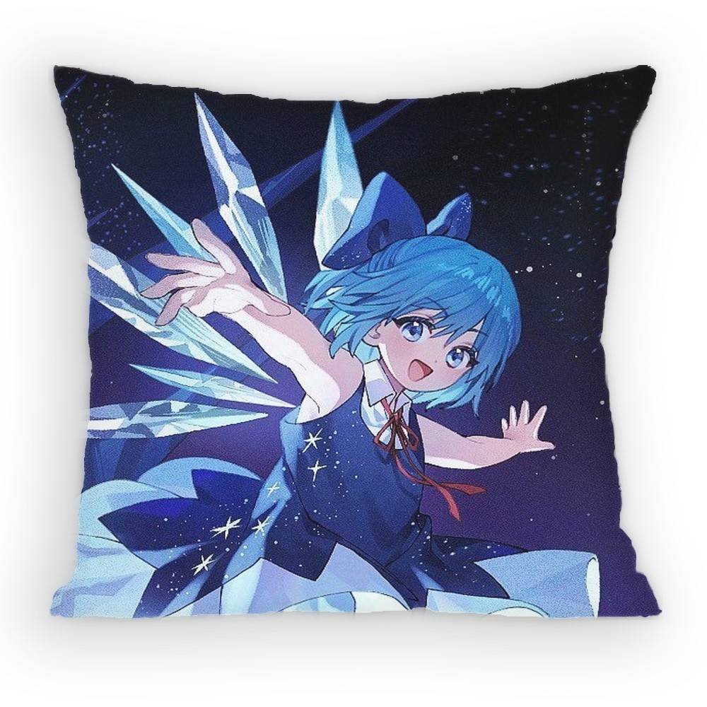 TOUHOU Project Cirno Cute Anime Girl Pillow Case Sofa Living Room Bedroom Headboard Backrest Cushion Square Cushion Nap Time