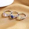 2026 New Niche Simple Love Ring Women's High-end Color Zircon Ring Heart-shaped Wedding Ring Niche Jewelry