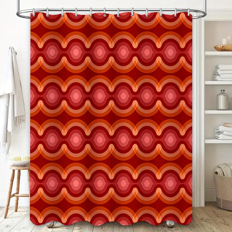 Vintage Style Shower Curtain Retro Red Pattern Waterproof Decorative Bath Mat Room Decoration For Home Bathroom Accessories In S
