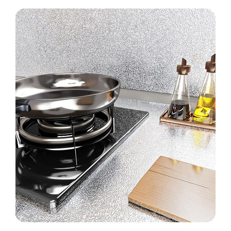 3m/5m/10m Kitchen Oil-proof Self Adhesive Stickers Anti-fouling High-temperature Aluminum Foil Gas Stove Cabinet Contact Wallpaper