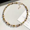 Maillard High-End Women's Necklace Natural Stone Beads Light Luxury Gold Trendy Sweater Chain for Girls Caramel Temperament