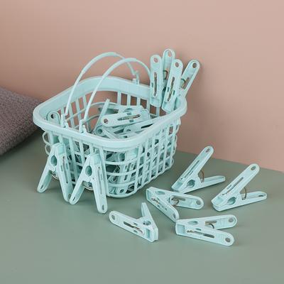 Lot de 30 pinces à linge en plastique pour sécher le linge, coupe-vent, petites pinces à linge avec panier