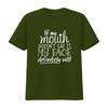 Funny T Shirt For Unisex With Sayings If My Mouth Doesn Say It Face Definitely Will Casual Tops Black X Large Vintage Washed