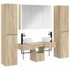 Bathroom Furniture Set 6 Pcs Sonoma Oak Engineered Wood and Glass