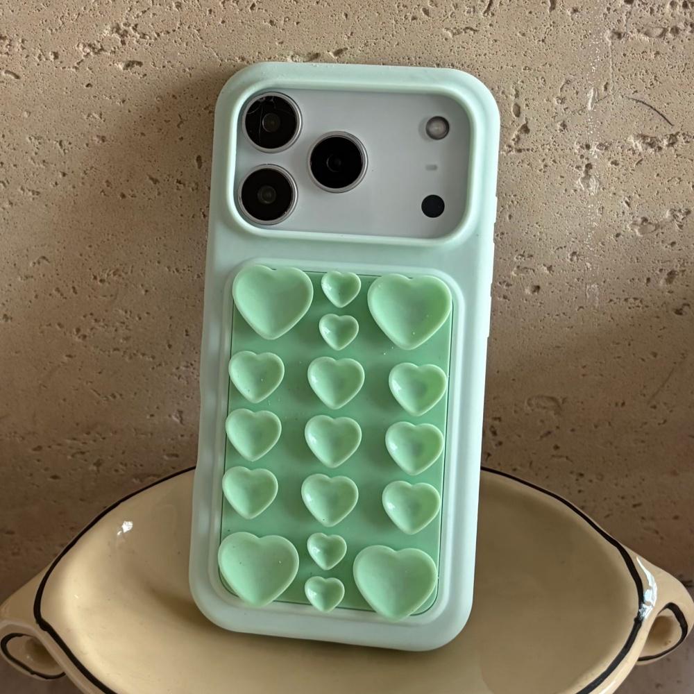 Süßes Herz 3D Saugnapf Süßigkeit Silikon Hülle für Für Iphone 17 Pro 16 Pro Max Starke Haftfunktion Stoßfest Weiche Abdeckung