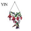 Durable Waterproof Wall Art Hummingbird Window Hanging Pendant, Acrylic Stained Glass Style Suncatcher for Home Transparent Craft Garden Balcony