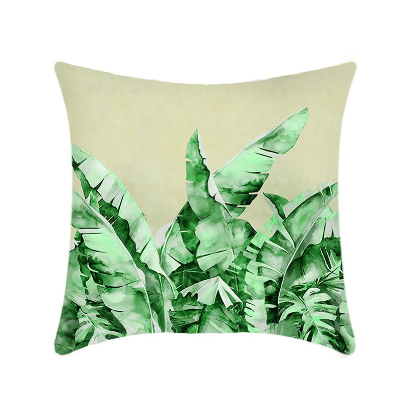 New Nap Pillow Green Leaves Sofa Plush Pillow Case Home Summer Cushion