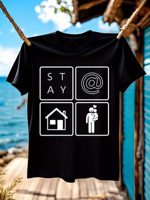 Stay At Home Dad Tshirt - Black with White Stay Graphic